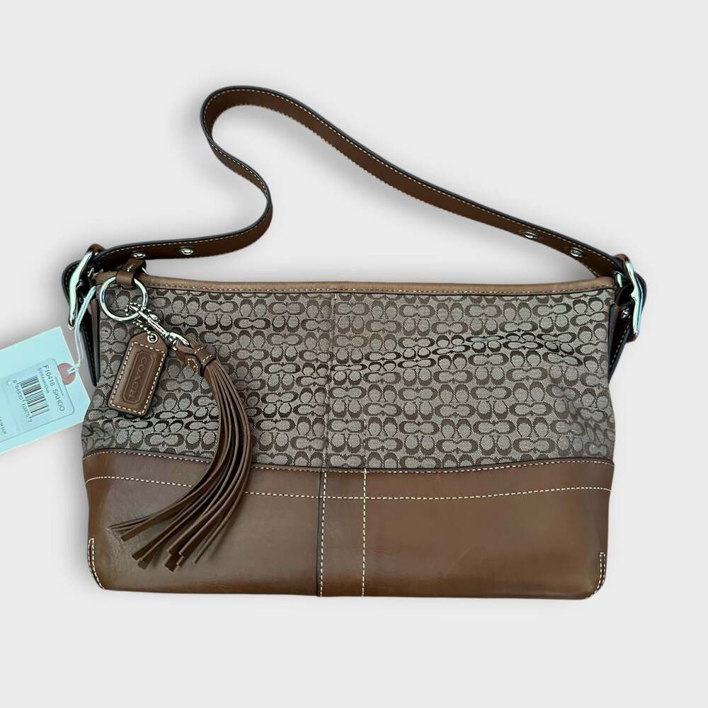 Coach Vtg Mini Signature East/West Soft Duffle Shoulder Bag Khaki New AS IS
